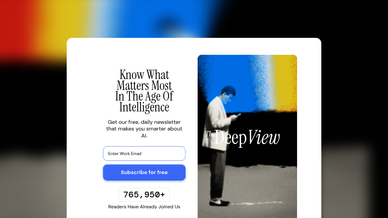 Screenshot of The Deep View Newsletter subscription page, a resource for daily AI regulation updates.