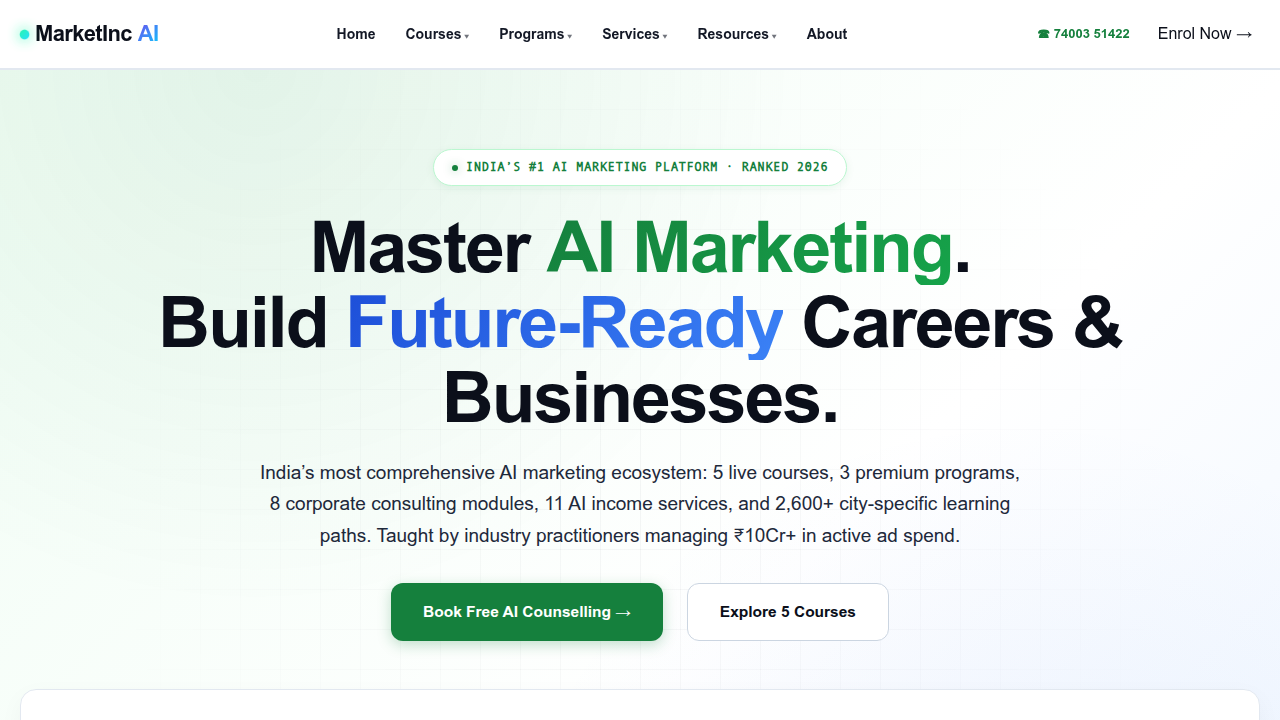 The Marketinc website providing guidance on AI training for leadership roles.