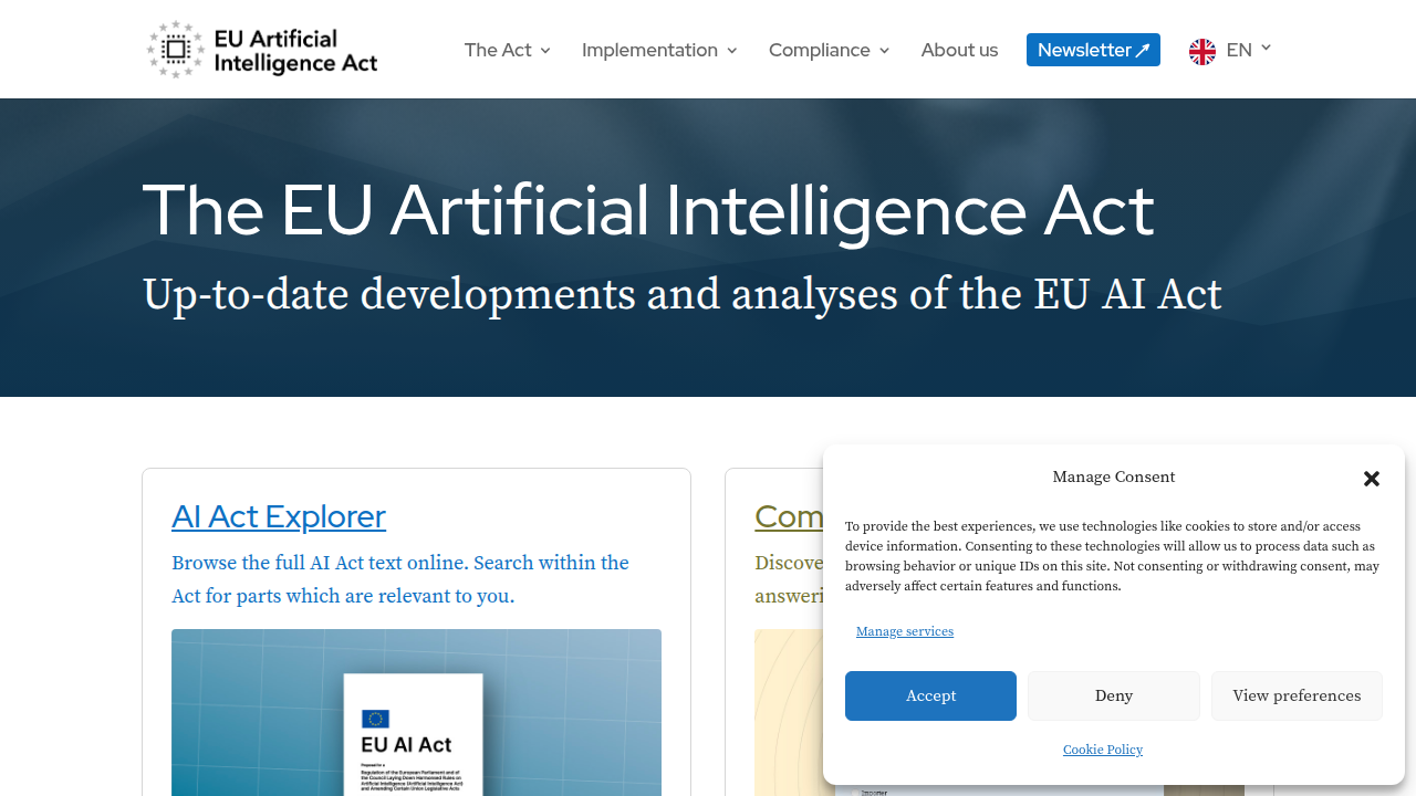 Explore the official EU AI Act website for comprehensive details on compliance and implementation timelines.