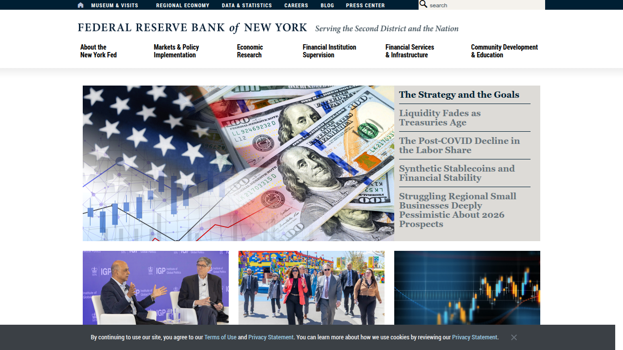 The New York Federal Reserve website, home to research and reports on economic and financial topics.