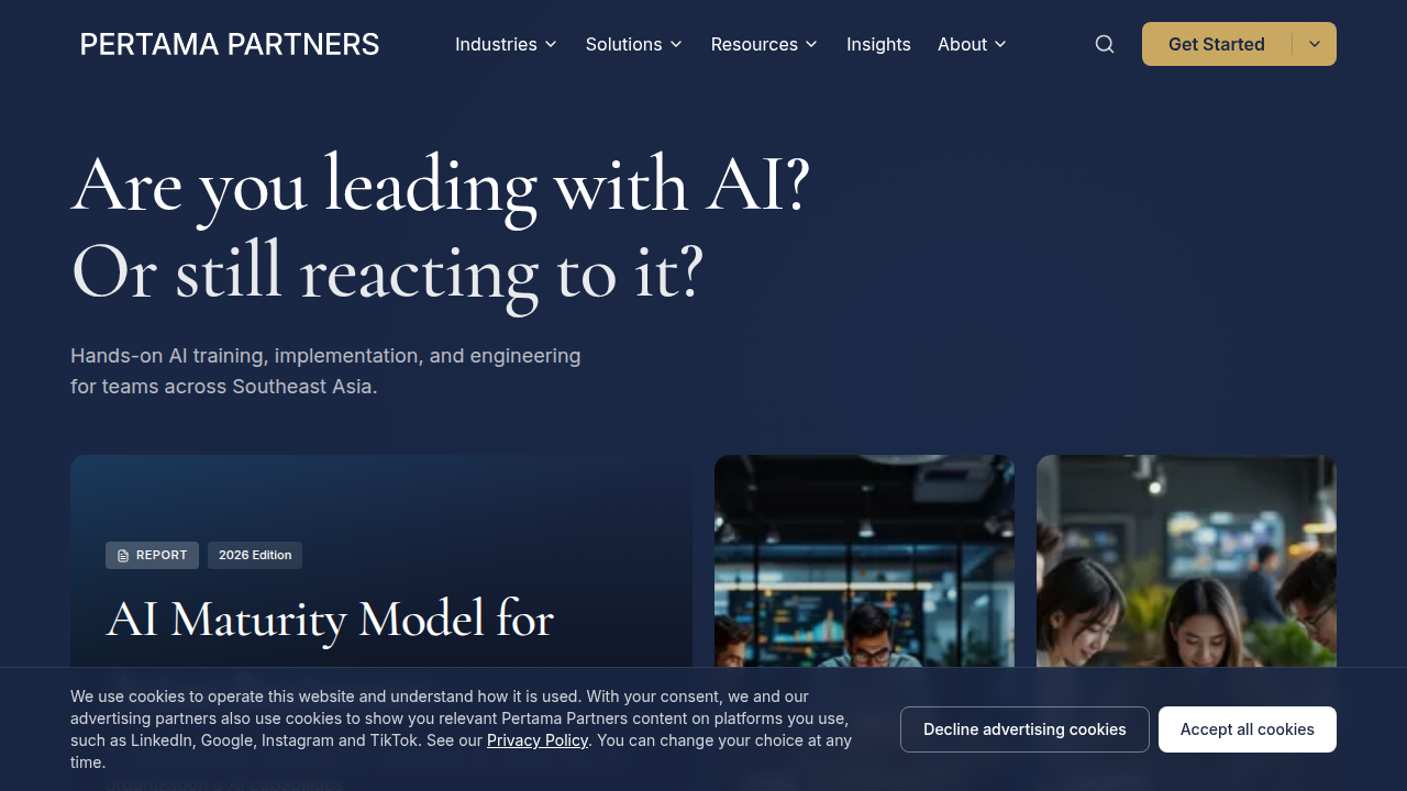 Homepage of Pertama Partners, a firm providing insights into global AI regulations.