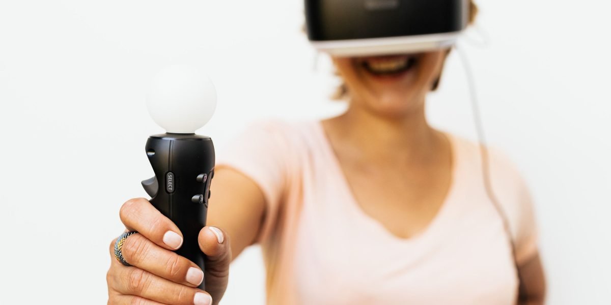 A user engaged with an immersive digital experience powered by AI.