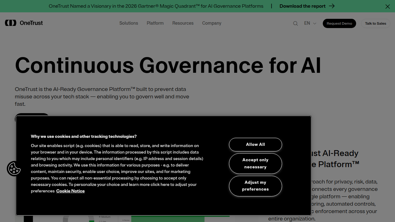 OneTrust's resources for governing AI, including global regulatory guides.