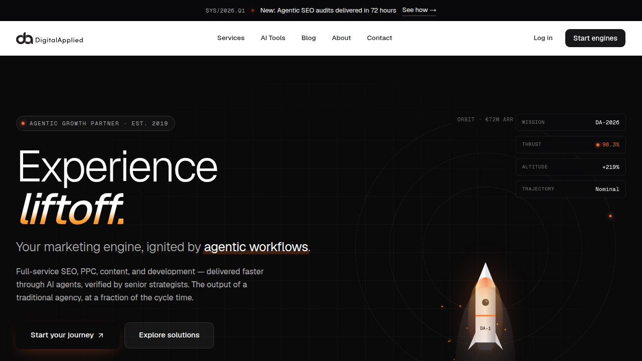 Screenshot of Digital Applied's homepage, a source for AI market insights.