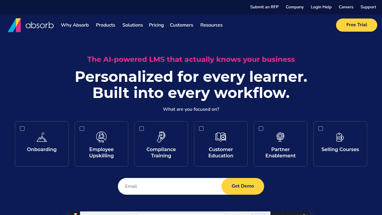Absorb LMS provides learning management solutions, including features for compliance training that can be easily updated for new regulations.